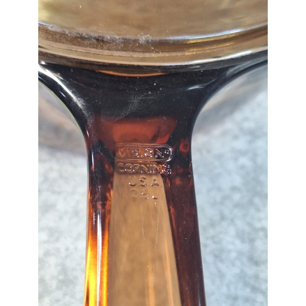 Visions by Corning Amber Glass 2.5L Saucepan with Lid Vintage V-2.5-B USA Made